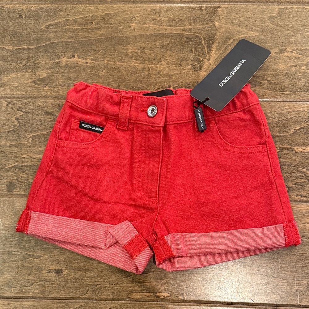 Dolce & Gabbana Vibrant Red Cuffed Shorts